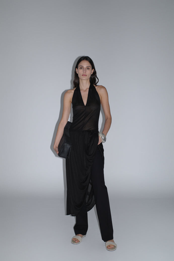 Fluid Jersey Halter Dress - Black