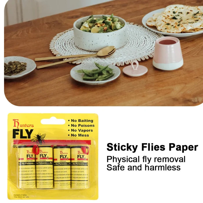 Fly Catcher Disposable Fly Killer  Trap  Control Fly Trap Paper Strip  Easy To Use for House Kitchen