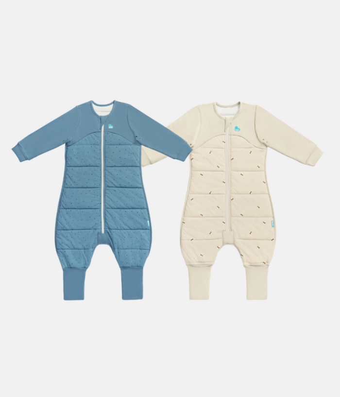 Footed Sleep Bag 2 Piece Bundle | 2.5 TOG | Oatmeal Bees | Blue Pebbles
