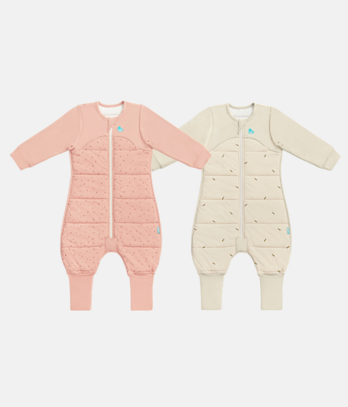 Footed Sleep Bag 2 Piece Bundle | 2.5 TOG | Oatmeal Bees | Rose Pebbles