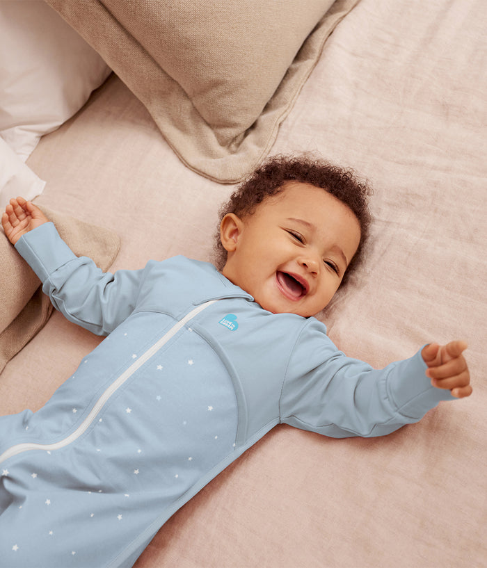 Footed Sleep Bag Long Sleeve 1.0 TOG Cotton Powder Blue Twinkle