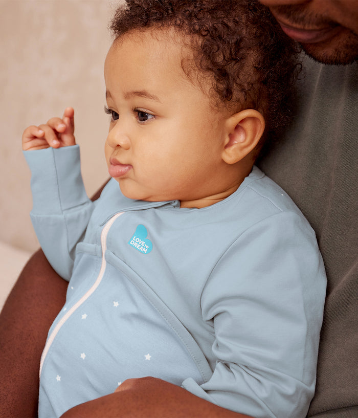 Footed Sleep Bag Long Sleeve 1.0 TOG Cotton Powder Blue Twinkle
