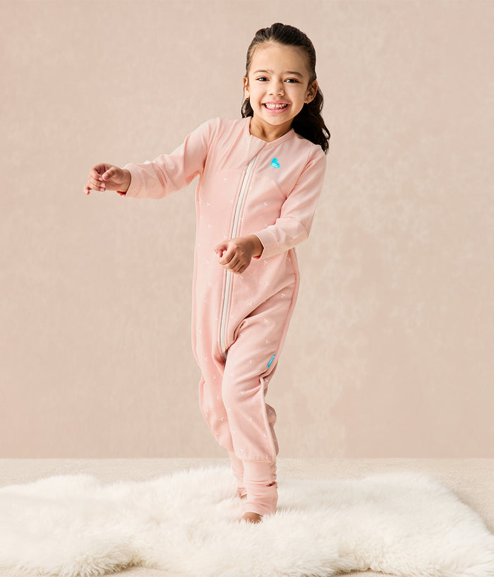 Footed Sleep Bag Long Sleeve 1.5 TOG Cotton Fleece Blush Twigs