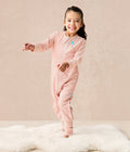 Footed Sleep Bag Long Sleeve 1.5 TOG Cotton Fleece Blush Twigs
