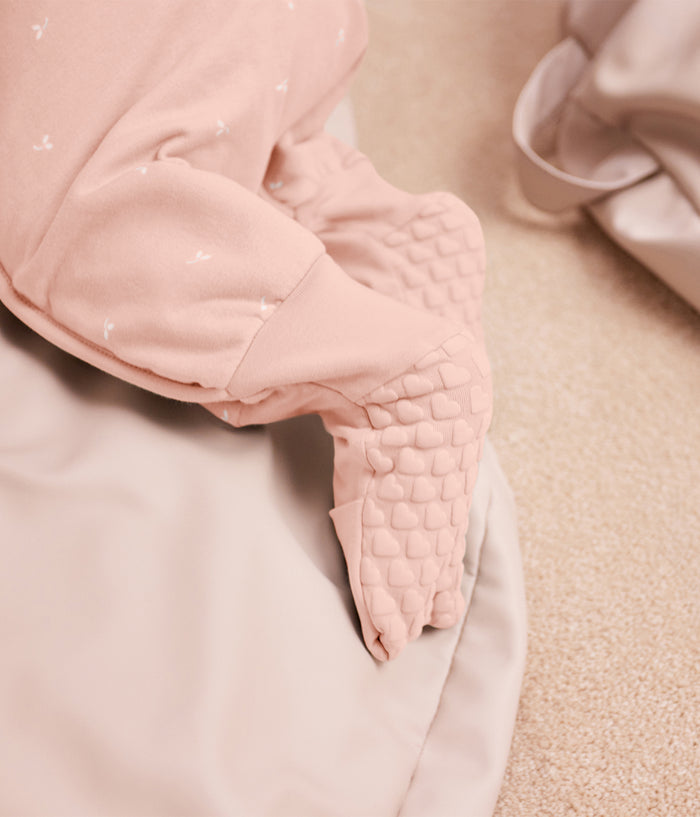 Footed Sleep Bag Long Sleeve 1.5 TOG Cotton Fleece Blush Twigs