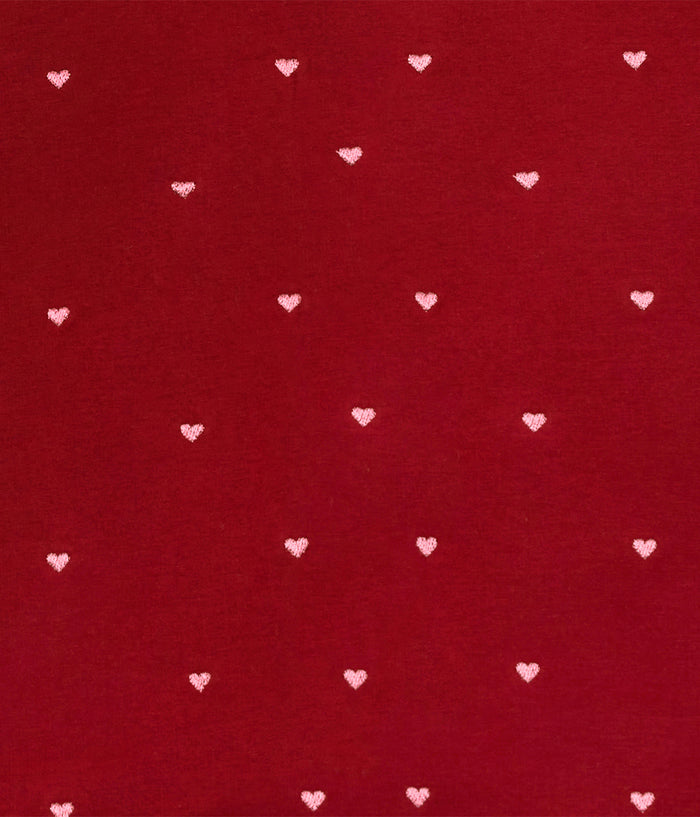 Footed Sleep Bag Long Sleeve 1.5 TOG Cotton Fleece Maroon Hearts Embroidery
