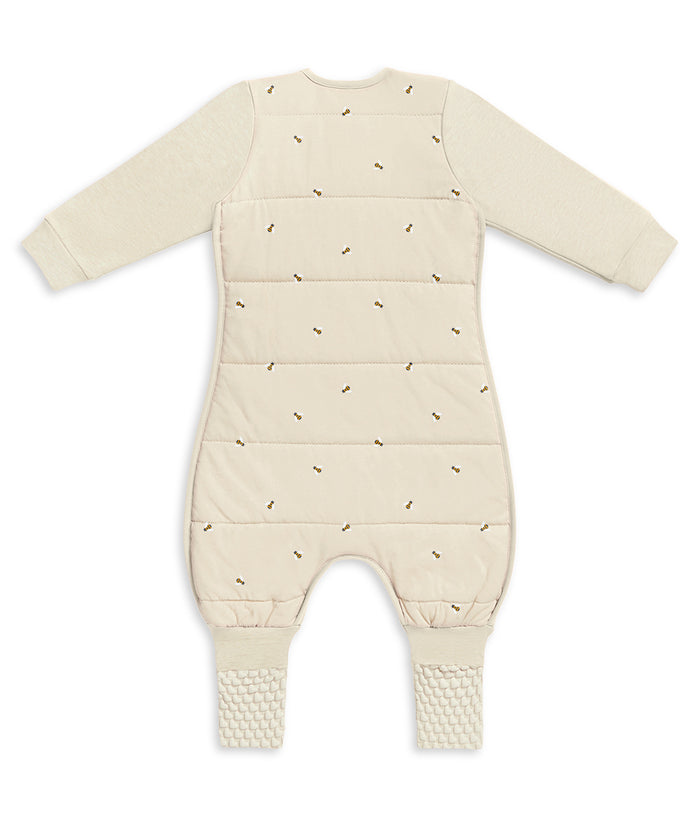 Footed Sleep Bag Long Sleeve 2.5 TOG Cotton Oatmeal Bees