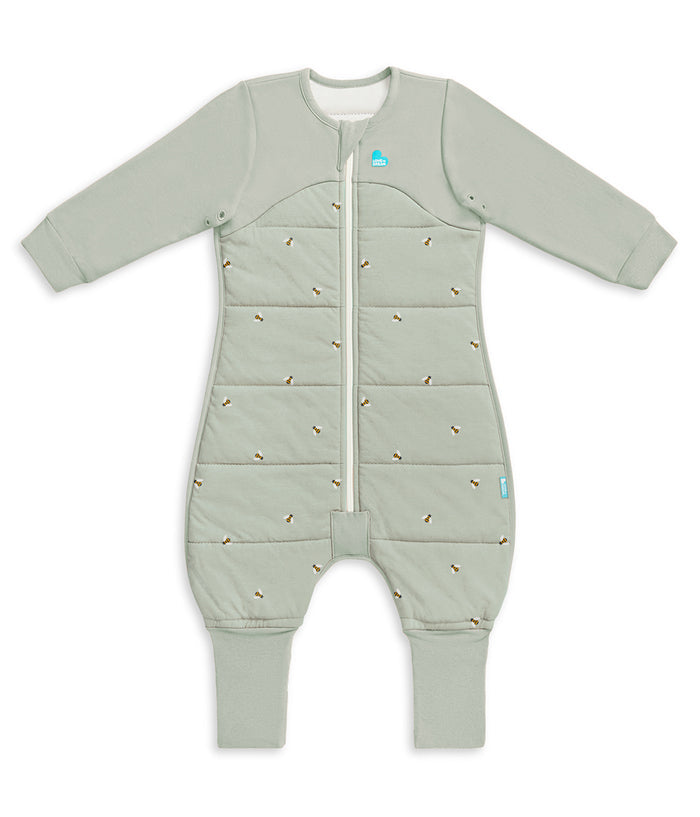 Footed Sleep Bag Long Sleeve 2.5 TOG Cotton Olive Bees