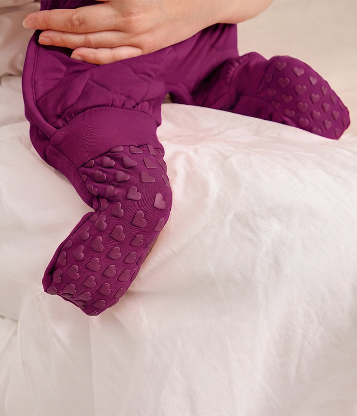 Footed Sleep Bag Long Sleeve 2.5 TOG Cotton Plum Starturn Quilted