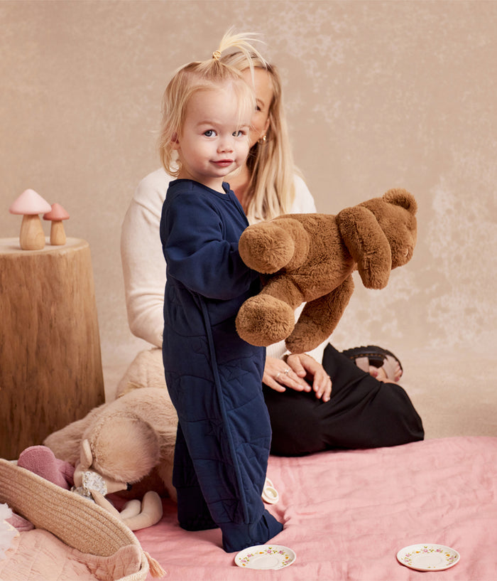 Footed Sleep Bag Long Sleeve 3.5 TOG Cotton Navy Star Quilting