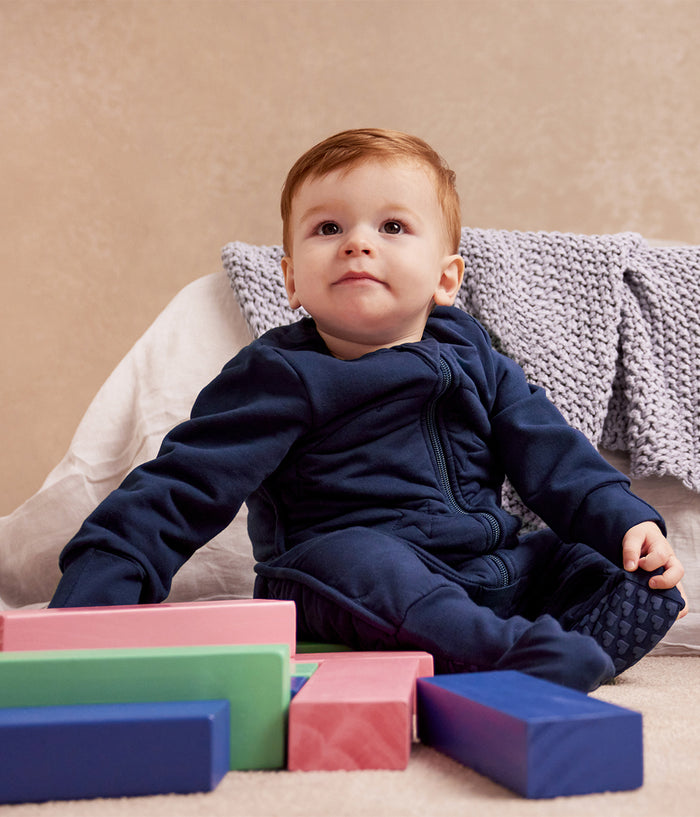 Footed Sleep Bag Long Sleeve 3.5 TOG Cotton Navy Star Quilting