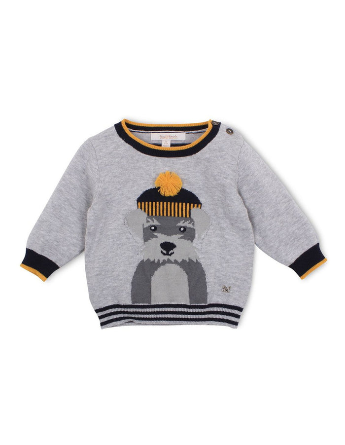 Fox & Finch Woof Dog Sweater in Grey Marle