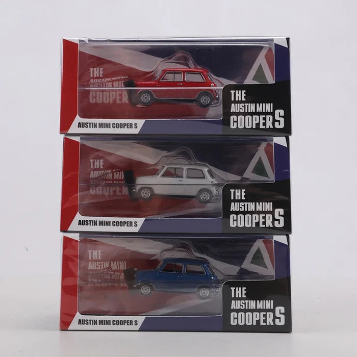 GCD 1:64 Austin Mini Cooper S White/Blue/Red Alloy Model Car