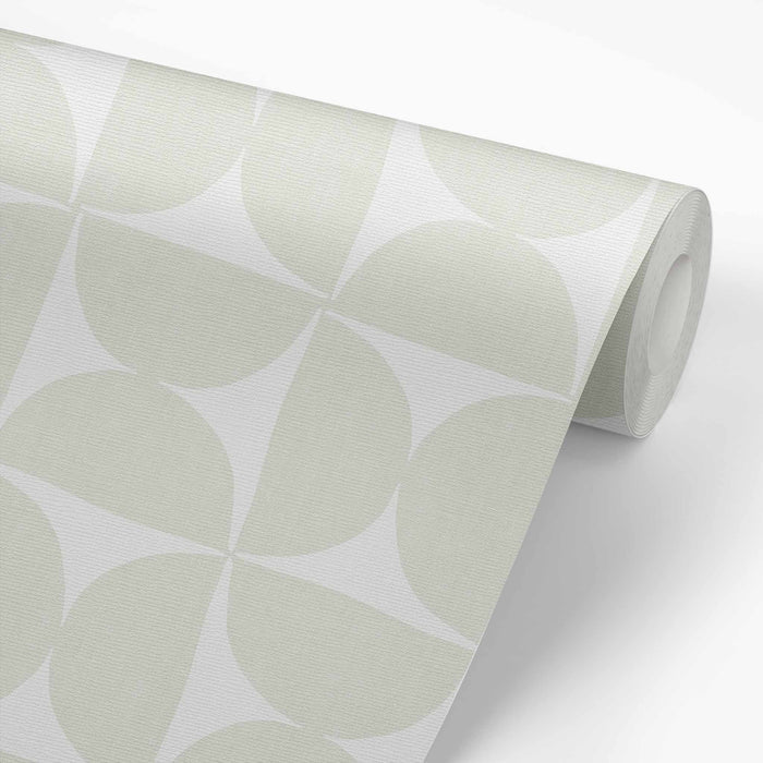 Get yourself these stylish Half Circle Tile Wallpapers for a unique wall decor solution. With its light sage design, these geometric wallpapers will easily liven up any room, making it look modern and chic.
