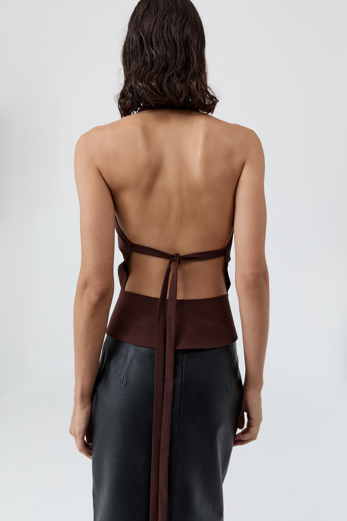 Halter Wrap Top - Liqueur