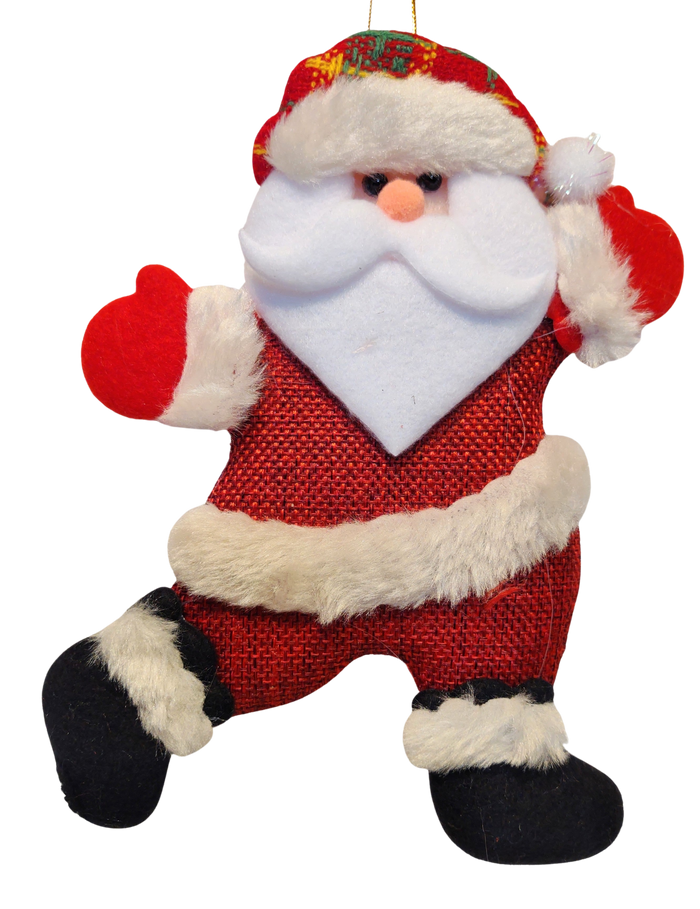 Handmade Burlap Christmas Ornaments with Santa, Snowman, Bear & Reindeer