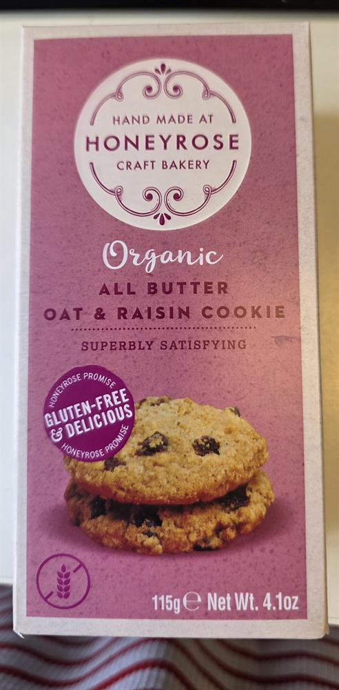 Honeyrose Bakery Organic Gluten Free All Butter Oat & Raisin Cookies 125g