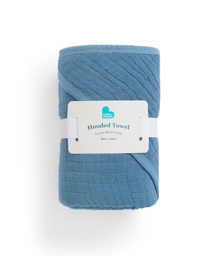 Hooded Towel Muslin Storm Blue