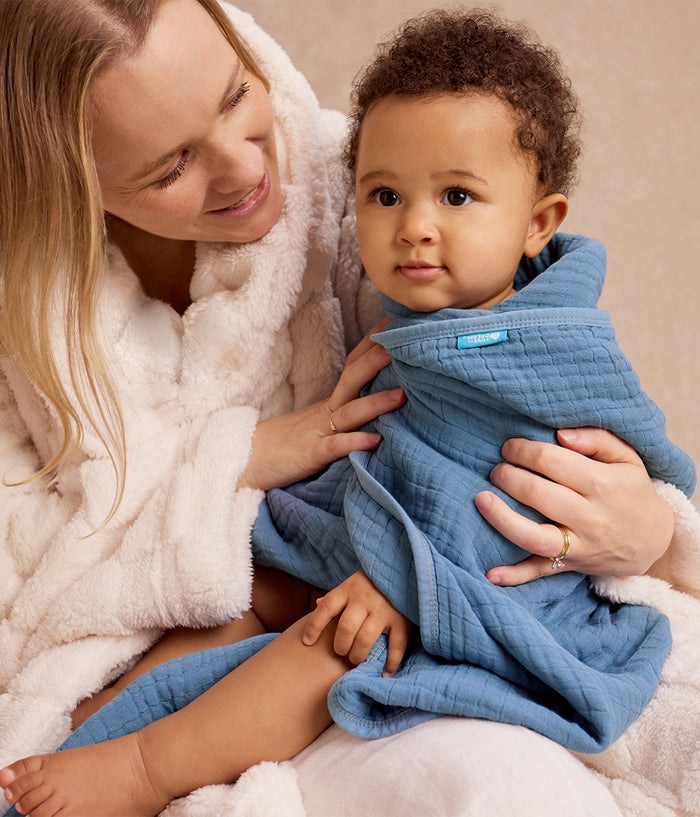 Hooded Towel Muslin Storm Blue