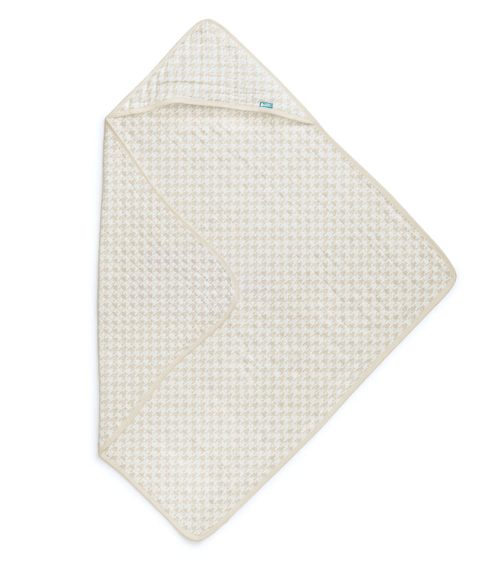 Hooded Towel Muslin Tan Houndstooth