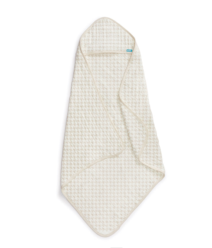 Hooded Towel Muslin Tan Houndstooth
