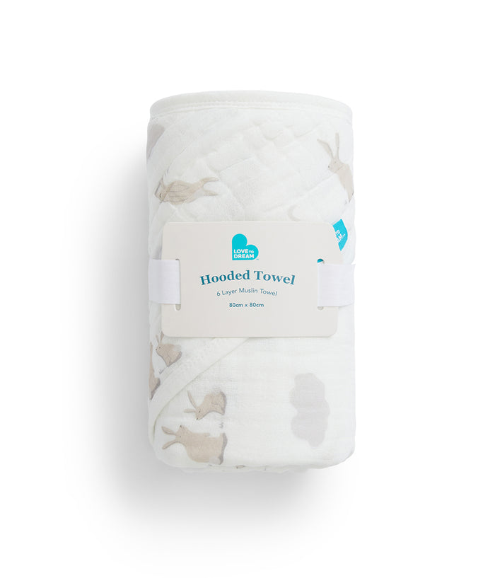 Hooded Towel Muslin White Cloud Bunnies