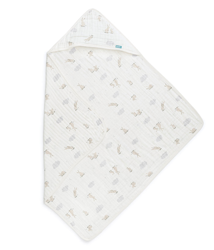 Hooded Towel Muslin White Cloud Bunnies