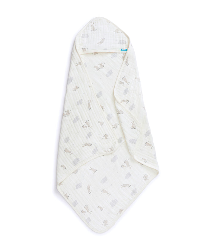 Hooded Towel Muslin White Cloud Bunnies