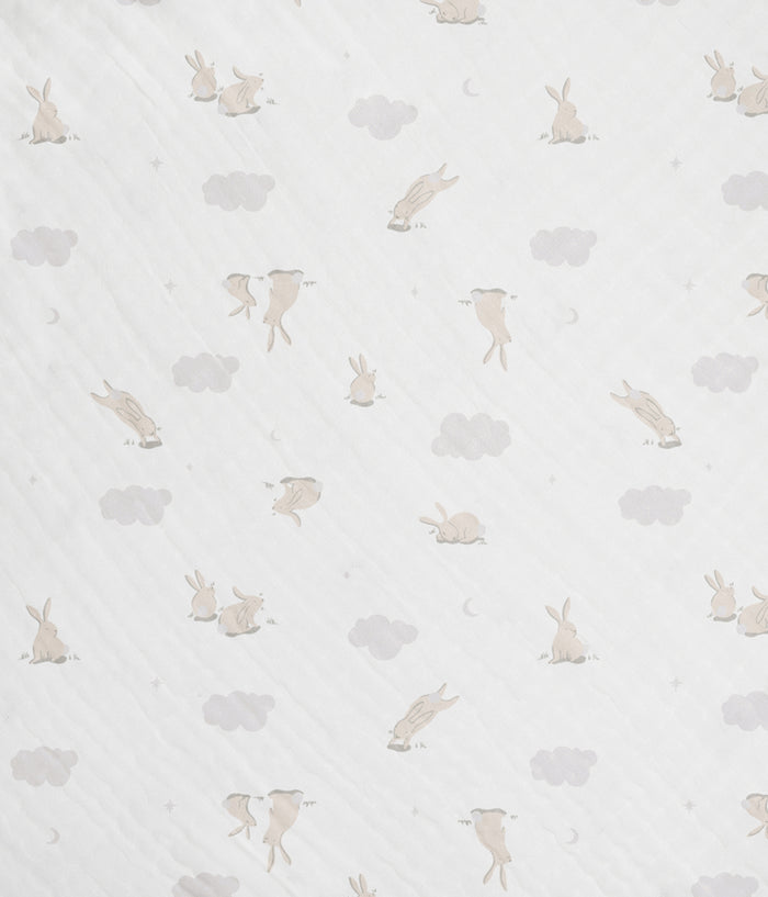 Hooded Towel Muslin White Cloud Bunnies