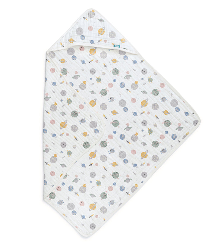 Hooded Towel Muslin White Rocket