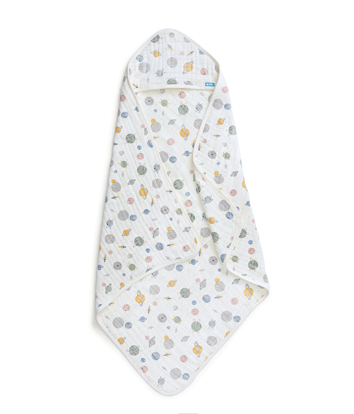 Hooded Towel Muslin White Rocket