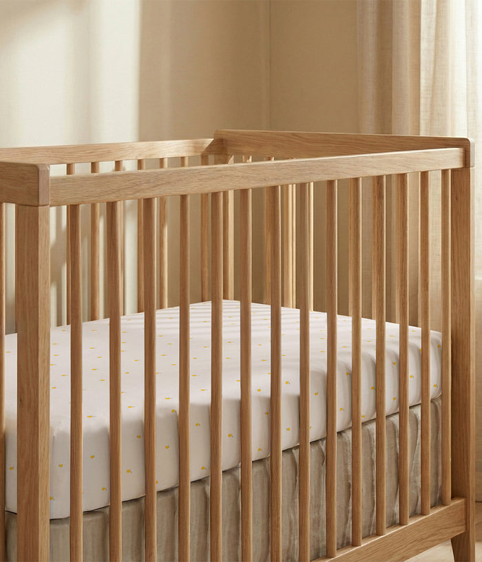 HushDry™ 2-in-1 Waterproof Fitted Cot Bed Sheet Viscose from Bamboo Cream Lemons