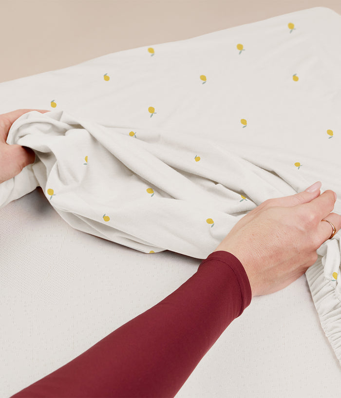 HushDry™ 2-in-1 Waterproof Fitted Double Sheet Viscose from Bamboo Cream Lemons