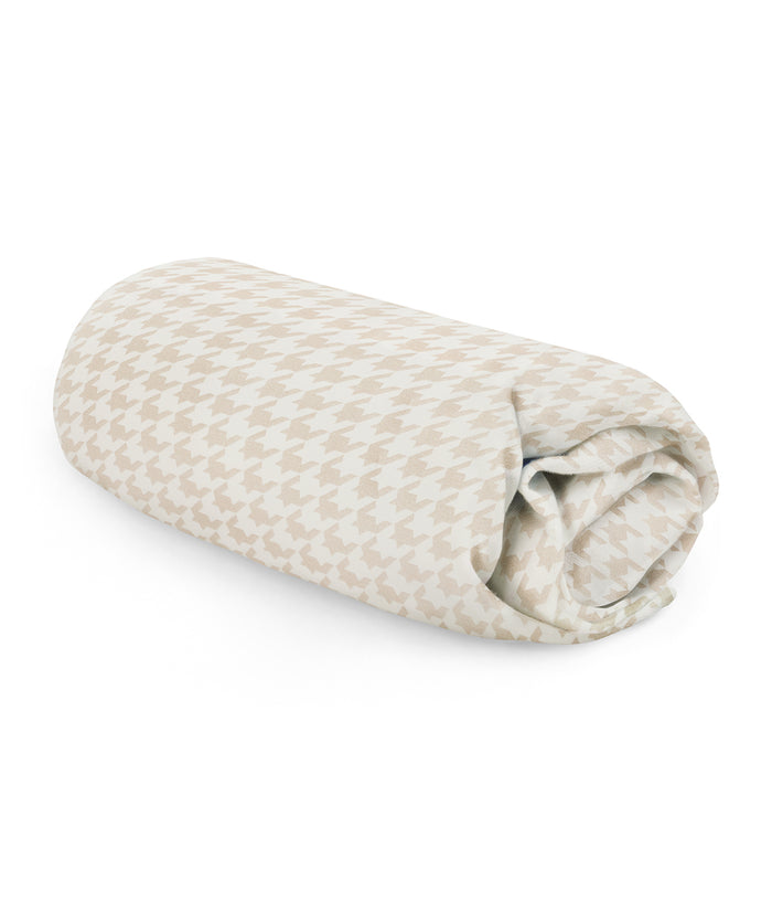 HushDry™ 2-in-1 Waterproof Fitted Side Sleeper Sheet Viscose from Bamboo Tan Houndstooth