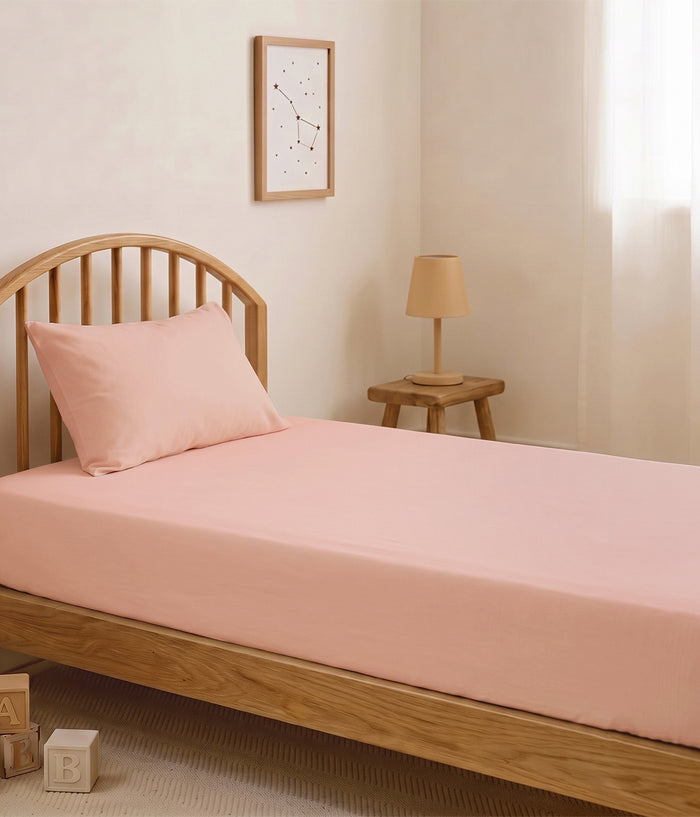 HushDry™ 2-in-1 Waterproof Fitted Single Sheet Viscose from Bamboo Blush