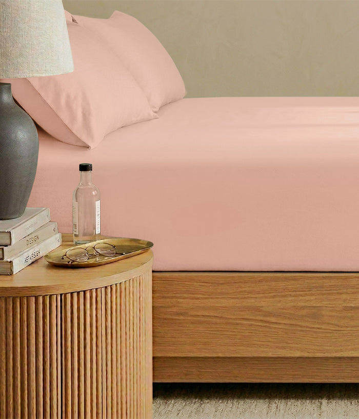 HushDry™ 2-in-1 Waterproof Fitted Super King Sheet Viscose from Bamboo Blush