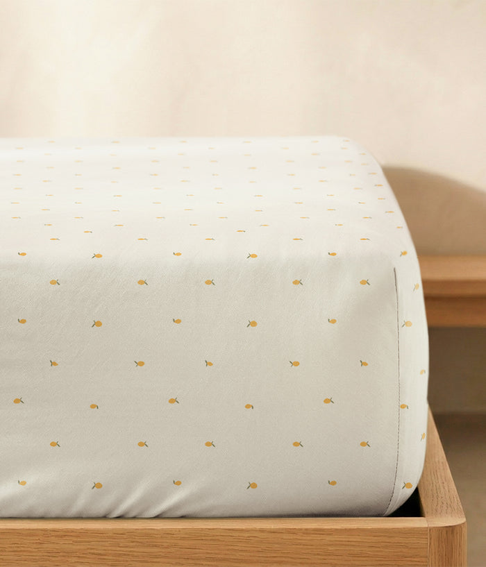 HushDry™ 2-in-1 Waterproof Fitted Super King Sheet Viscose from Bamboo Cream Lemons