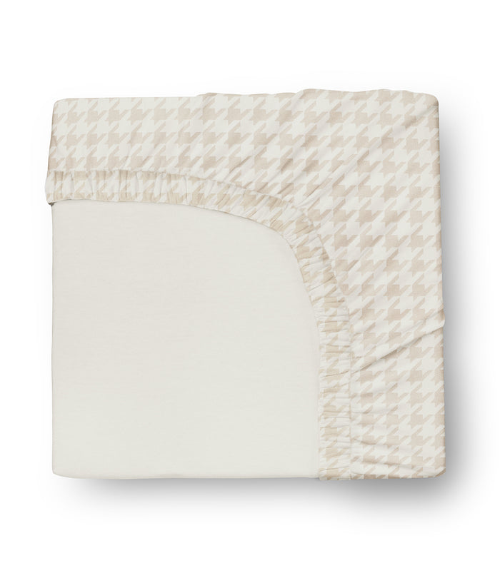 HushDry™ 2-in-1 Waterproof Fitted Super King Sheet Viscose from Bamboo Tan Houndstooth