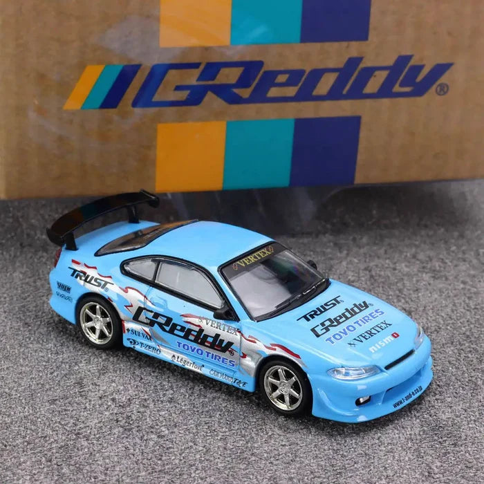 In stock 1: 64 new VERTEX Silvia S15 GReddy alloy static car model, limited edition, as a gift.