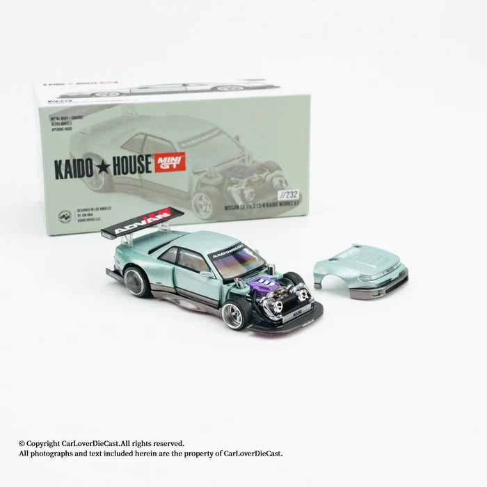 Kaido House + MINIGT 1:64 Silvia S13-R KAIDO WORKS V1 Diecast Model Car