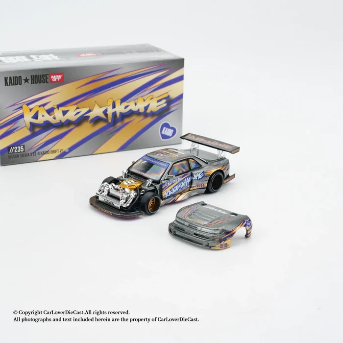 Kaido House + MINIGT 1:64 Silvia S13-R KAIDO WORKS V1 Diecast Model Car