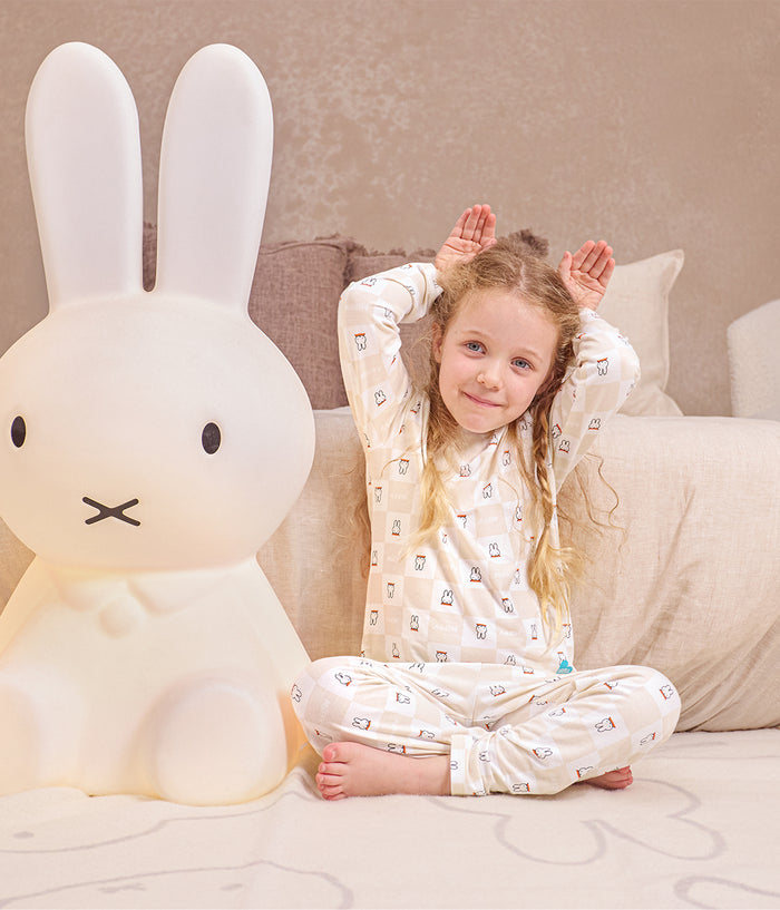 Kids Pyjama Set Long Sleeve Viscose from Bamboo Birch Miffy Checker