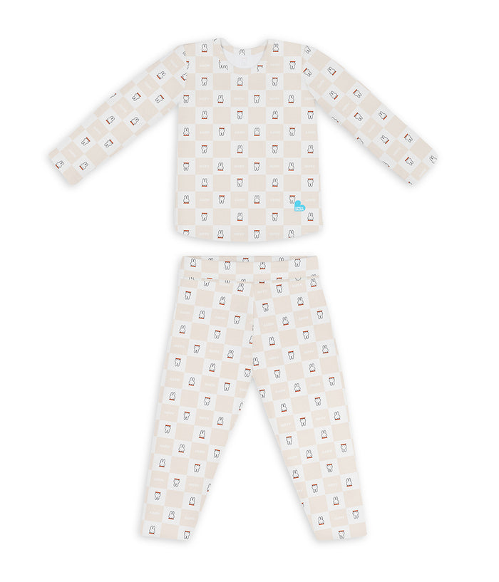 Kids Pyjama Set Long Sleeve Viscose from Bamboo Birch Miffy Checker