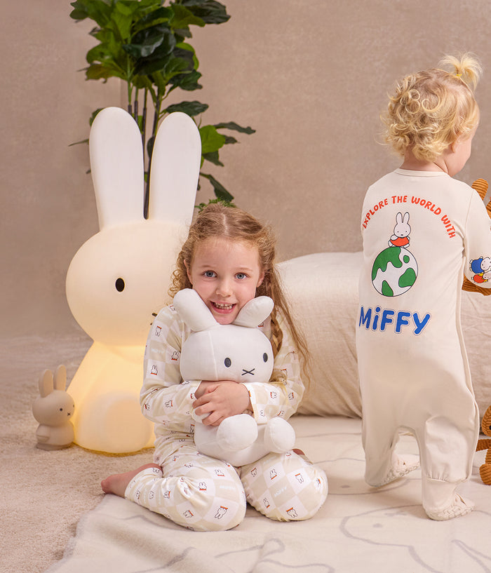 Kids Pyjama Set Long Sleeve Viscose from Bamboo Birch Miffy Checker