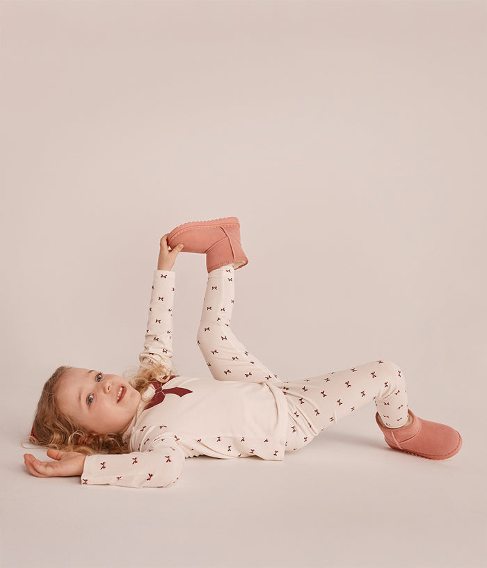 Kids Pyjama Set Long Sleeve Viscose from Bamboo Cream Bows