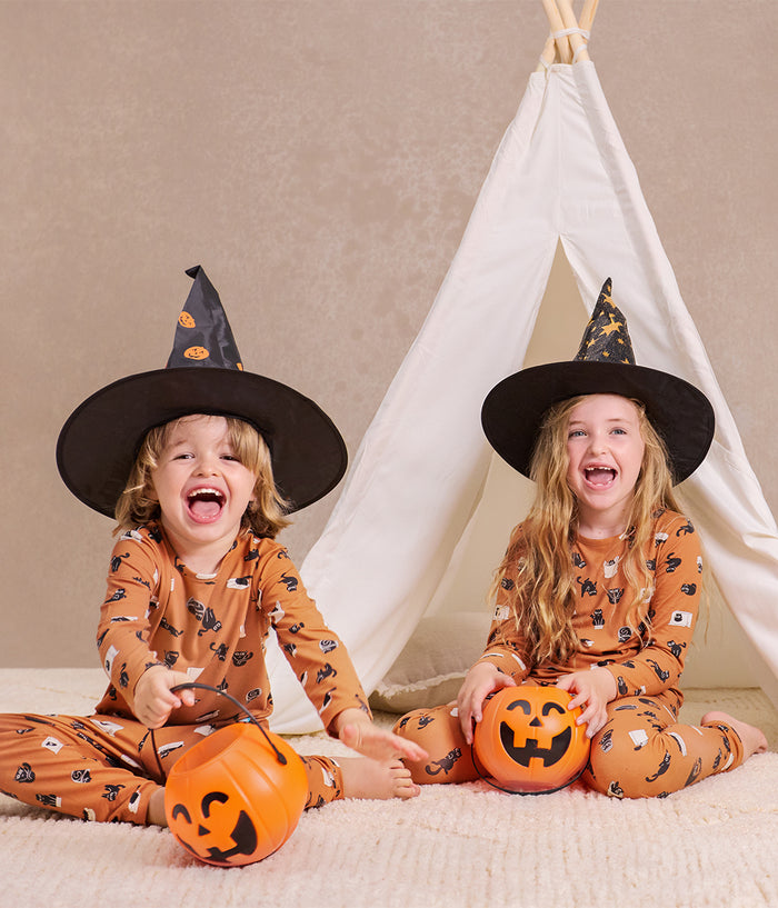 Kids Pyjama Set Long Sleeve Viscose from Bamboo Hazel Black Cat Moods