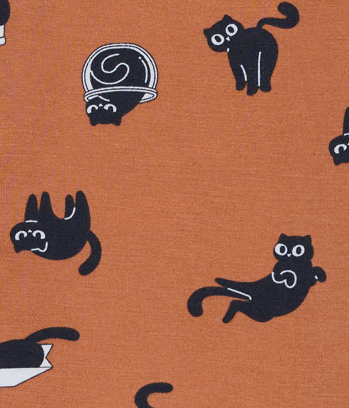 Kids Pyjama Set Short Sleeve Viscose from Bamboo Hazel Black Cat Moods