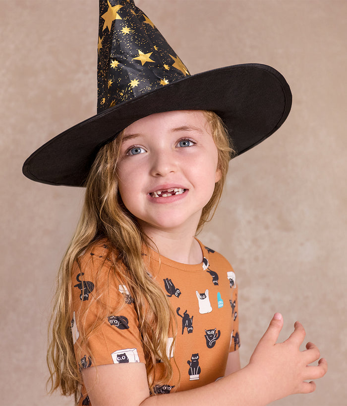 Kids Pyjama Set Short Sleeve Viscose from Bamboo Hazel Black Cat Moods