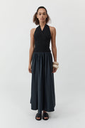 Knit Halter Backless Dress - Black