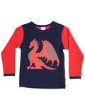 Korango Dragon Long Sleeve Dragon Print Tee - Red/Navy